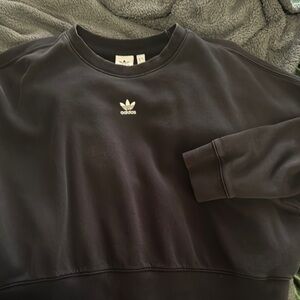 Adidas Black Crewneck Sweater with Trefoil Logo